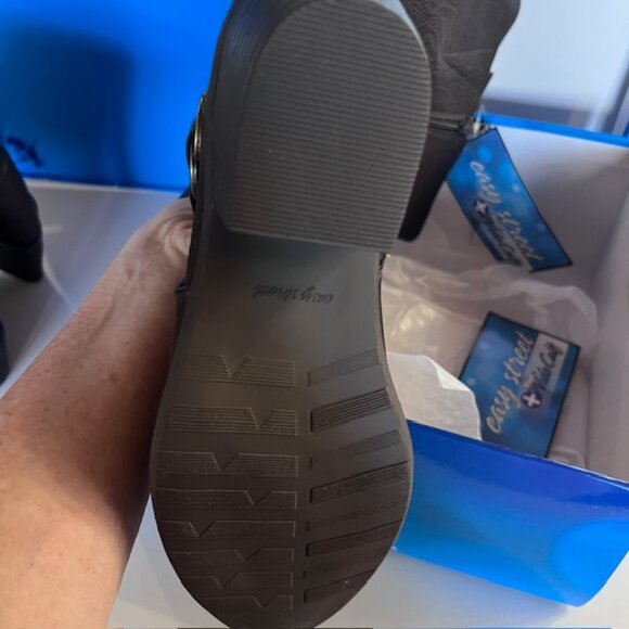 Easy Street Luella Plus Wide Calf Riding Boots Brown Embossed Knee-High Boots 7W - Picture 9 of 9